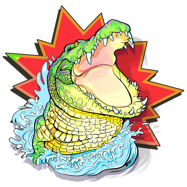 A crocodile jumping out of water