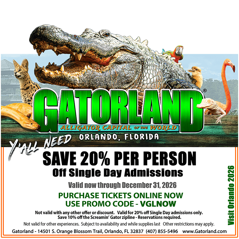 Save 20% at Gatorland with Visit Orlando